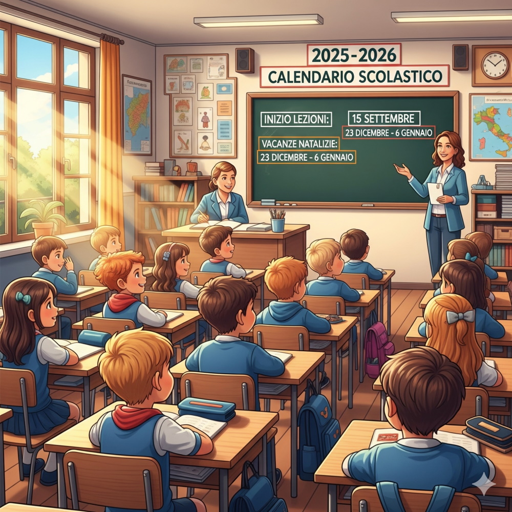illustrazione del calendario scolastico 2025 2026 in italia